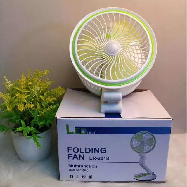 LR Rechargeable Folding Fan with Lamp